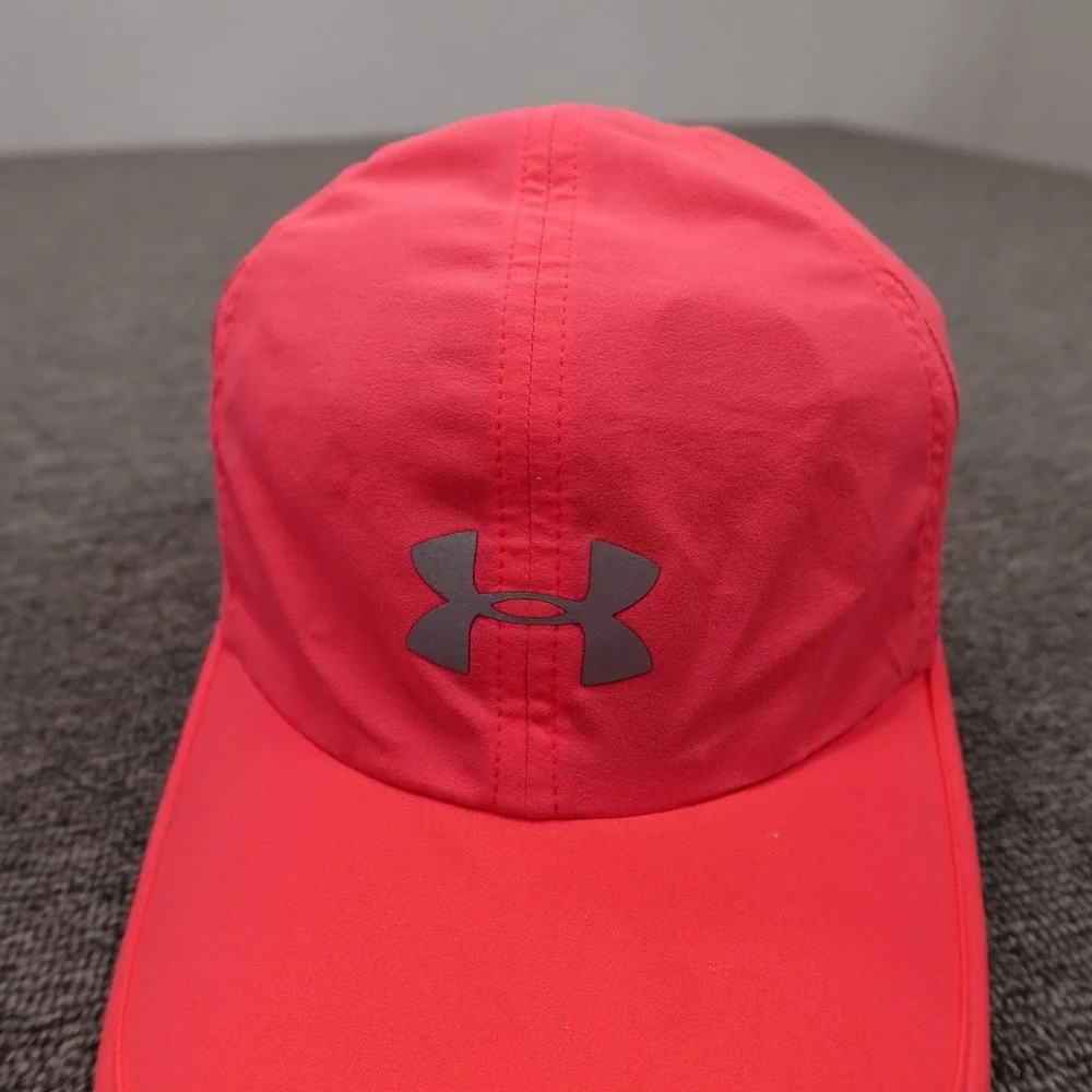 Under Armour Hat Cap Strap Back Womens One Size Pink Reflective Logo Athletic